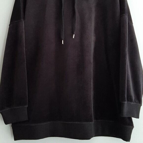 CALIFORNIA MOONRISE Oversized Soft Velvet Pullover Hoodie Sweatshirt Black Sz S - Picture 3 of 12